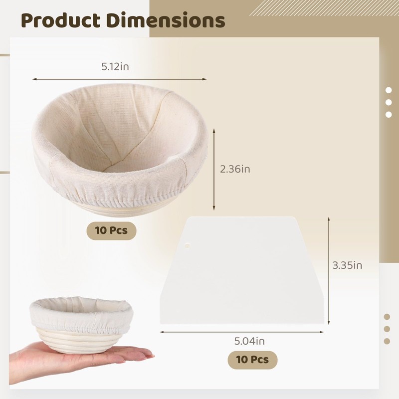 Mini Banneton Basket, Pack of 10 Proofing Basket, Banneton Bread
