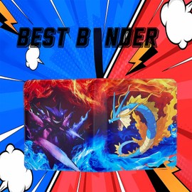 Trading Card Binder with 400 Pockets Zippered Album Holder 4-Pocket Pages Waterproof (Red-Blue-400)