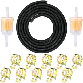 1/4" Inch ID Fuel Line Set - 2 Pcs 1/4 Inch & 5/16 Inch Fuel Filters + 2 Meter / 6-Foot ¼ Inch Fuel Line + 10 Pcs 2/5" ID Hose Clamps for Kawasaki Kohler Briggs & Stratton Small Engines