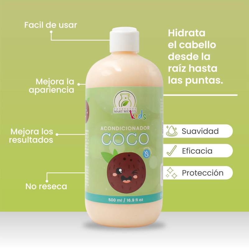 Acondicionador De Coco Kids Productos Mart Mexico 500 Ml