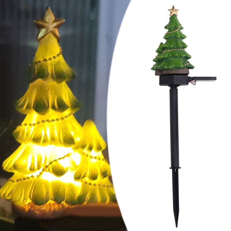 LED Christmas Lights Solar Tree Shaped Pathway Lights for Garden