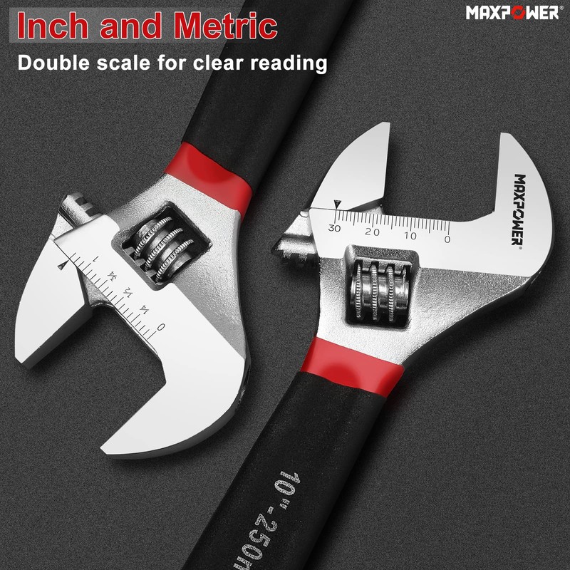 MAXPOWER Adjustable Spanner 250mm (10-Inch), Adjustable Wrench Shifter Spanners with