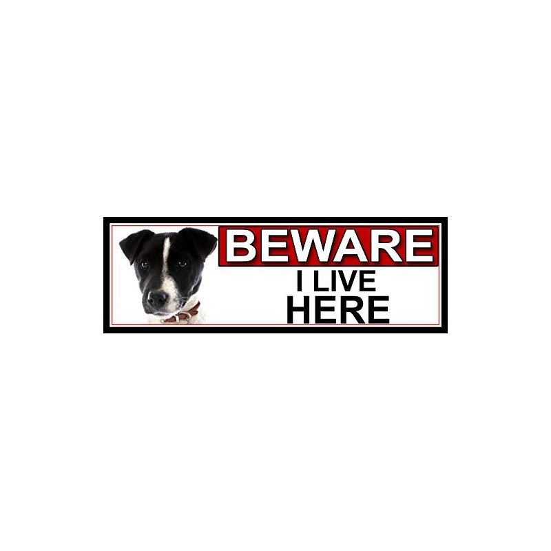 SHAWPRINT Jack Russell BEWARE I LIVE HERE METAL GATE SIGN