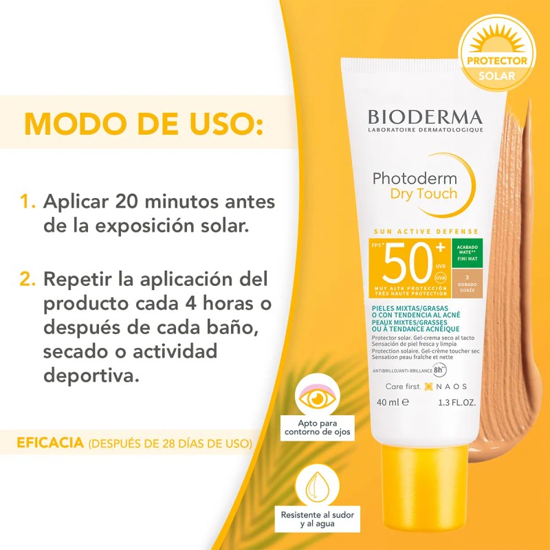 Bloqueador Solar Dorado - Photoderm Dry Touch - Bioderma