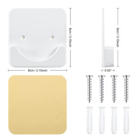 Tension Rod, Reinforcement, Strong Support Plate, Large, Anti-Falling Rod, Indoor Drying, Indoor/Outdoor, Reinforcement, Tension Rod Support, Double Sided Tape and Screw, Bathroom Dryer, Closet, Mount, Load Capacity 110.2 lbs (50 kg), White 2 Piece Set