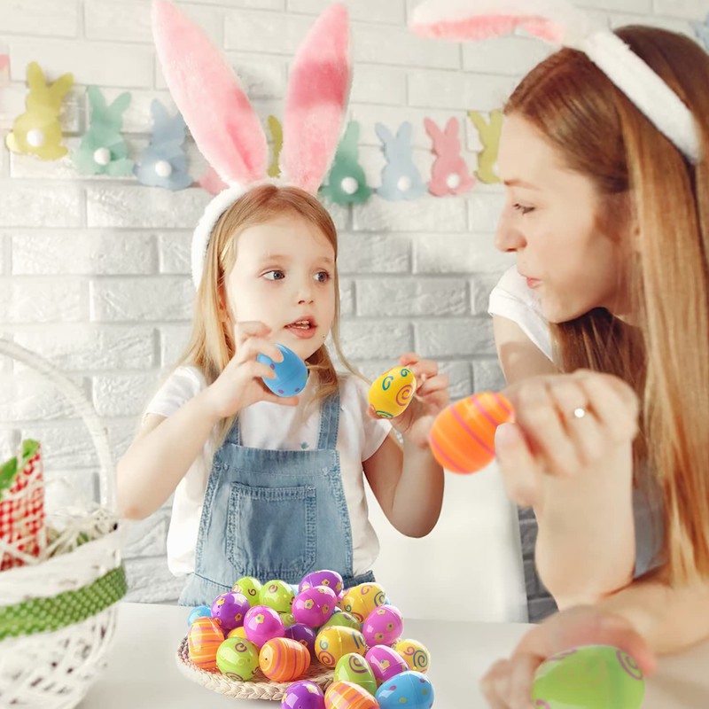 Printed Plastic Eggs for Easter Egg Hunt,Colourful Fillable Plastic Easter