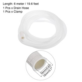 sourcing map 20ft/6m Universal 16mm ID Air Conditioner Drain Hose, Flexible Drain Pipe for AC Units Washing Machine, White