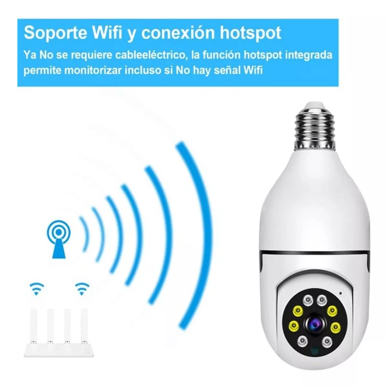 Camara Cámara Foco De Seguridad Wifi Visión Nocturna