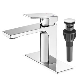 VOTON Chrome Bathroom Faucet Single Handle Bathroom Sink Faucet Lavatory Vanity Faucet with Pop Up Drain & Water Supply Lines