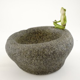 Top Collection Garden Frog Meditating On Large Functional Stone Flower Pot Planter Figurine