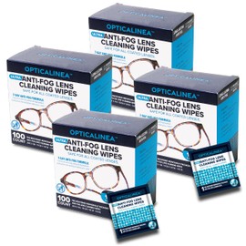 OPTICALINEA Ultra Anti-Fog Lens Cleaning Wipes l Pre-Moistened Anti Fog Wipes for Eyeglasses, Sunglasses, Goggles, Screens, Camera and Binocular Lenses, Industrial Eyewear and Shields l 400 Count
