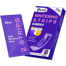 Purple Teeth Whitening Strips - Upgraded No-Residue Formula - Teeth Whitening Strips - Purple Whitening Kit - Enamel Safe & Low Sensitivity - Non-Slip Dry Strip Technology 28 Strips