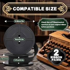 2 Pairs Typewriter Ribbon，Universal Typewriter Ribbon，Impact & Dot Matrix Printer Ribbons, Compatible with Smith Corona, Royal Classic Typewriters ，Su