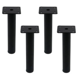 Geesatis 4 PCS Furniture Legs Sofa Support Foot Black Minimalist Style Coffee Table Cabinet Metal Legs Heavy Duty Bed Heighten Foot Replacement, with Mounting Screws, Height 6 inch / 150mm