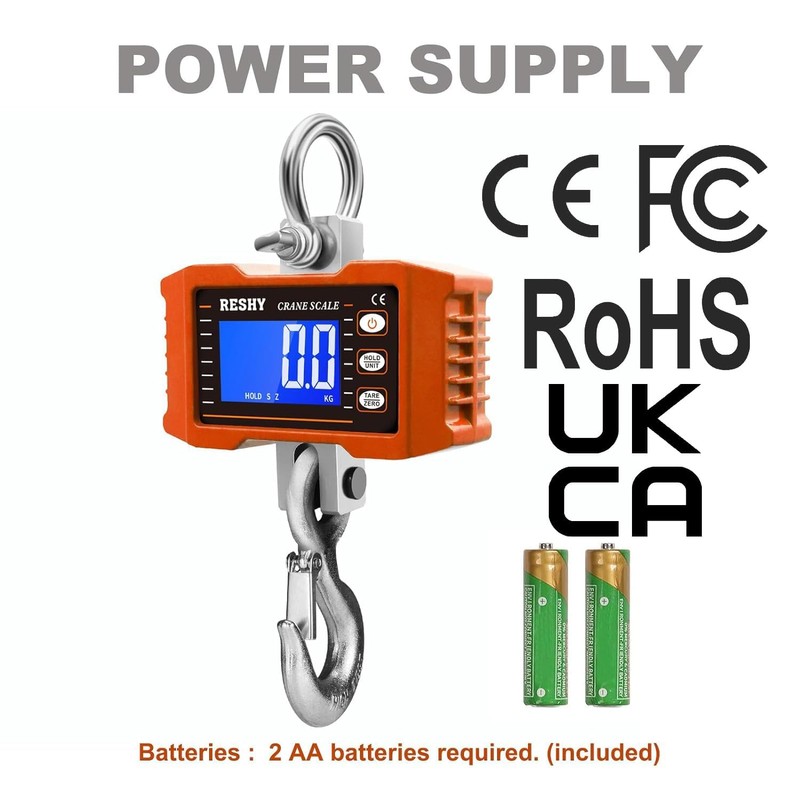 RESHY Digital Crane Scale 2200lb/1000Kg Digital Hanging Scale Industrial Heavy