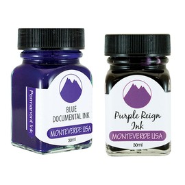 Monteverde 60ml Core Fountain Pen Ink Bottle (30ml Blue Documental Ink Bottle G309DU, 30ml Purple Reign Ink Bottle G309PR)