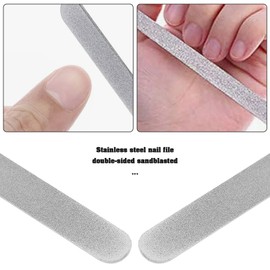 YINETTECH Set of 3 Diamond Nail Files, Length 20 cm, Stainless Steel Nail Polisher for Foot Care, Manicure and Pedicure for Personal Care, at Home, Nail Salons and Beauty Salons, Silver