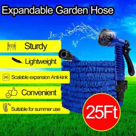 Stronger Deluxe Expandable Flexible Garden Hose Water Hose 25Ft Blue