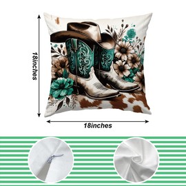 KongMoTree Boots Cowgirl Hat Throw Pillow Cover Retro Western Throw Pillow Cover Soft Flannel Fluffy Couch Pillow Cover for Home Bedroom Living Room Sofa Holiday Festivals Winter Home Decor