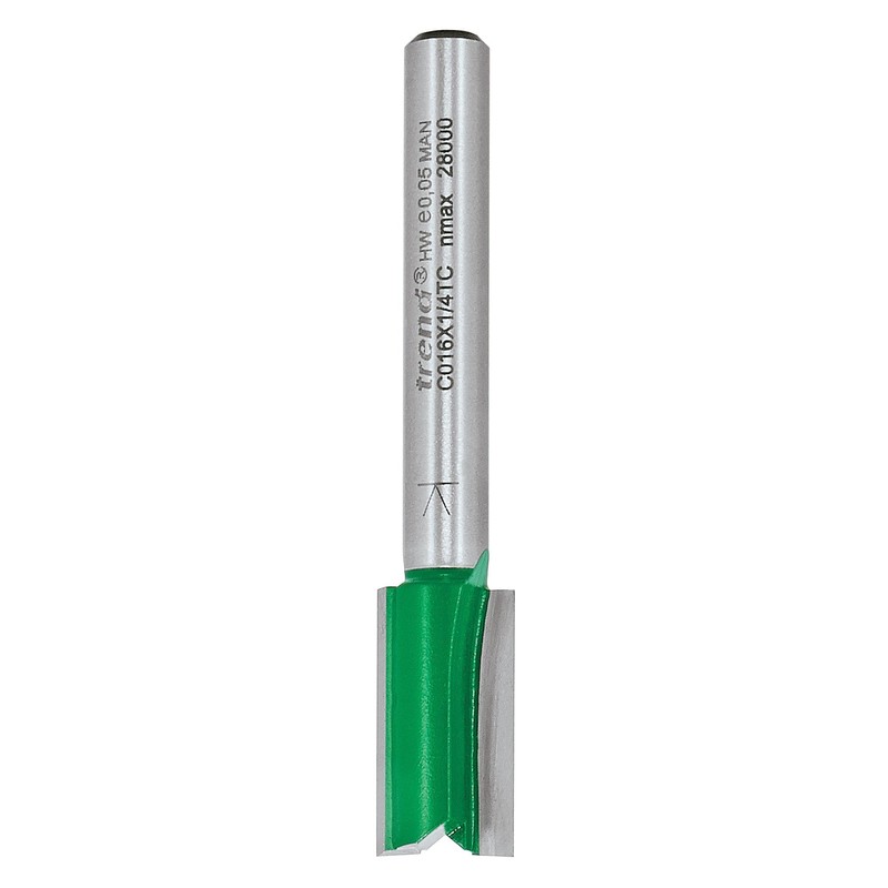Trend CraftPro Straight Two Flute Router Cutter Bit, 1/4 Inch