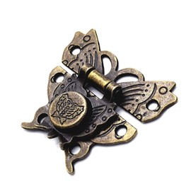 ODETOJOY 1Pc Antique Bronze Butterfly Cabinet Latches Hasp Pad Lock Clasp for Jewelry Wooden Box Case Chest Retro Vintage Decorative Mini Latch for Toolbox Gift Box Suitcase with Screws