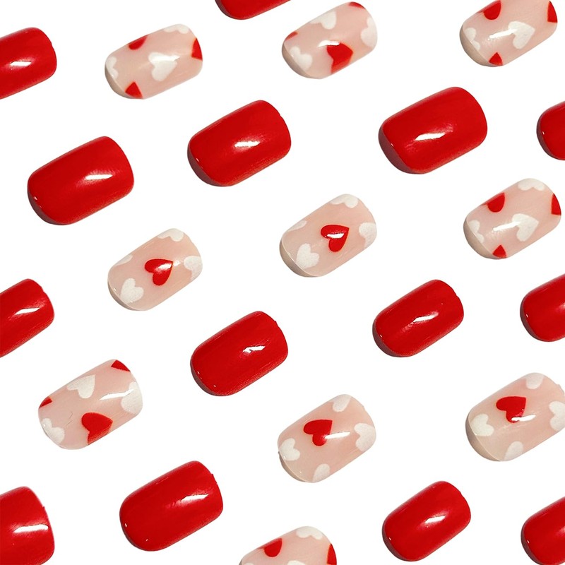 Valentine's Day Press on Nails Short Square False Nail with