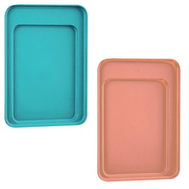 Bustlwor 4 Pieces Plastic Tray, Non-Slip Fast Food Tray, Rectangular Tray for Fast Food Restaurant, Cafe, Bar, Parties, Kitchen, Home (Blue, Orange)