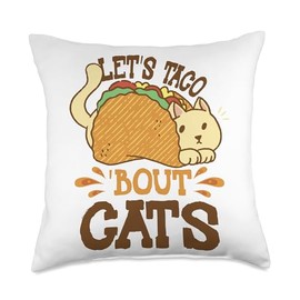 Let's Taco Bout Cats Taco Tuesday Taco Cat Shirt Throw Pillow