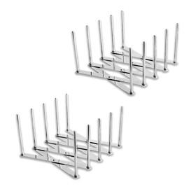 HIRAISM Dish Stand, Pot Lid Stand, Extendable, Stainless Steel, Storage, Silver (Standard x 2)