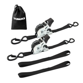 TUMAX Retractable Ratchet Tie Down Straps(2PK) with S-Hooks, Max Break Strength, Heavy Duty Auto Self Retracting Tie Down Straps for Truck, Cargo Trailer, Motorcyles Camouflage (1in x 10ft)