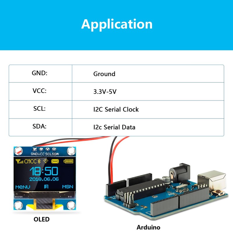 QIQIAZI 0.96 Inch OLED Display I2C Module, 5 Pieces I2C