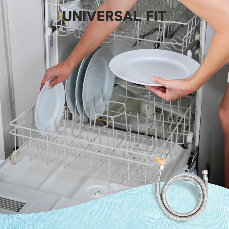 Roastove Universal Dishwasher Installation Kit,4 Ft Stainless Steel Dishwasher Hose,Burst