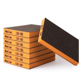 MORLARCO Sponge Sandpaper, Set of 8, Medium (120-180), Sponge File, 4.7 x 3.9 x 0.5 inches (120 x 98 x 13 mm), Sandpaper, Waterproof Paper, Rust Removal, Stainless Steel Sink Polishing, Woodworking