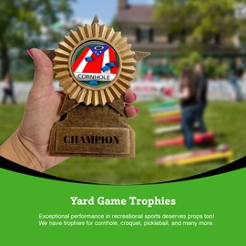 BuyAwardsandTrophies Kanjam Olympic Trophy - Plastic Trophy with Base, Awards and Trophies for Sports Competition, Prizes for Adults and Kids Gold, 7"