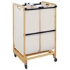 STO STO 2-Section Laundry Sorter with Bamboo Frame, Rolling Laundry