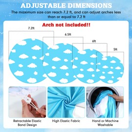 Tingjoo 7.2 FT Round Backdrop Cover Blue Sky White Clouds Arch Backdrop Cover for 5 to 7.2ft Circle Arch Stand Birthday Photo Photography Background for Baby Shower Wedding Decorations Anniversary