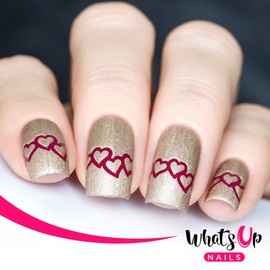 Whats Up Nails - Heart Chain Nail Stencils Stickers Vinyls for Nail Art Design (1 Sheet, 20 Stencils)