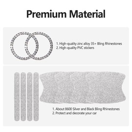 FUN LAVIE 10 PCS Bling Car Door Handle Protector Rhinestone Push Start Button Cover Ring Automotive Exterior Accessories for Women White