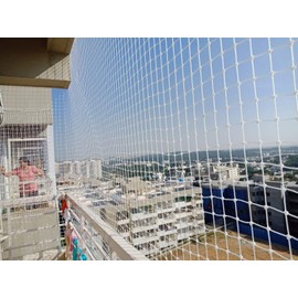 RAISCO UV Stabilized, Anti Bird Net/Monkey,Cat Safety Net (15Ply 1mm) with Attached Corner Tie Ropes & Installation Kit (Size 4x4) White