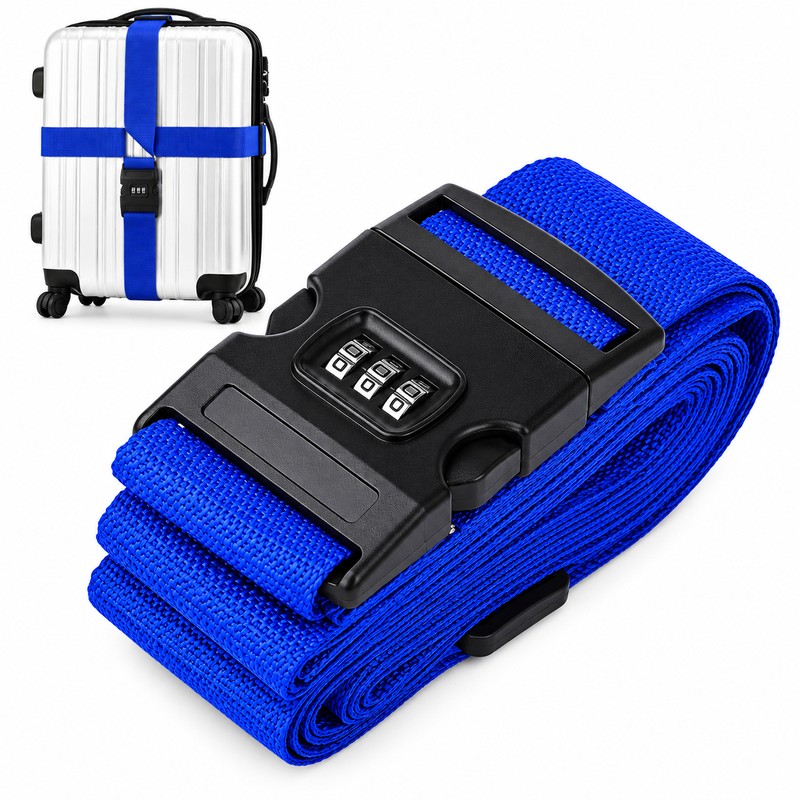 Adjustable Luggage Straps for Suitcases – 3-Digit Combination Lock and