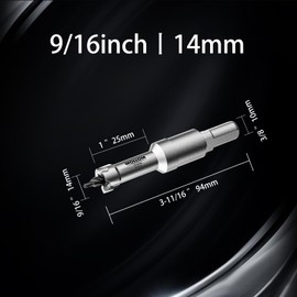 Mollom (9/16'' | 14mm) Heavy Duty Carbide Hole Saw with 2 Pilot Drill Bits, Hole Cutter cuts Stainless Steel, mild Steel, Iron, Copper, Brass, Plastic