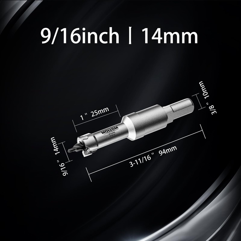 Mollom (9/16'' | 14mm) Heavy Duty Carbide Hole Saw with