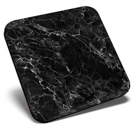 Great Single Coaster Square - Black Marble Effect Art Rock |Glossy Quality Coasters | Tabletop Protection for Any Table Type #44319