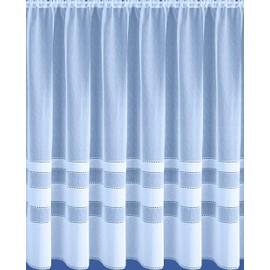 White Voile Net Curtain with Harbour Design - Two Metre Width (Drop 91cm (36”)) - Sheer Semi Transparent Slot Top Privacy Drapes