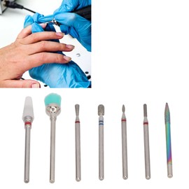 7pcs Nail Drill Bits Set, Ceramic Nail Drill Bit, Cuticle Remover Bits Electric Nail File and Ceramic Acrylic Gel Nail Bit Kit, Rotatable Polishing Shaping Acrylic Nail Art Tools for Nail Salon Home