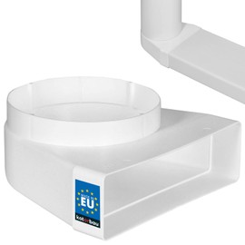 KOTARBAU® Deflection Piece 90° for Ventilation Duct 204 x 60 mm Plastic Transition Piece Diameter 150 mm White Duct Connector Duct Elbow Exhaust Air Supply Air Duct Connector for Flat Duct Round