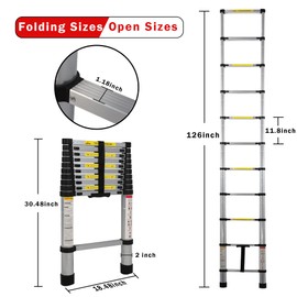 Telescoping Ladder,12.5FT Aluminum Extension Ladder with Non-Slip Feet Collapsible Portable Lightweight Ladder,Multi-Purpose Design for Home and Outdoor Work，330 LBS Capacity