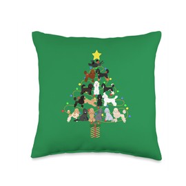 Poodle Christmas Tree, We Woof You a Merry Christmas Throw Pillow