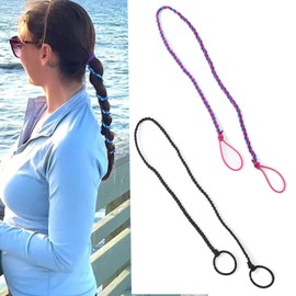 THJ Tail Braid Holder 2.5mm Tangle Free Hair Ties for Thin Long Hair Elastic Spiral Ponytail Holders for Women Girls Swimming Pony Tail Wrap Hair Ties for Sports Running Riding 35" 2Pcs Mix