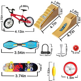 Morofme 17 Piece Skateboard Kit Fingerboard Skatepark Mini Finger Toy Finger Skateboard Ramp Bicycle Skateboards Scooter Tiny Swing Board Fingerboard Ramps Deck Training Prop
